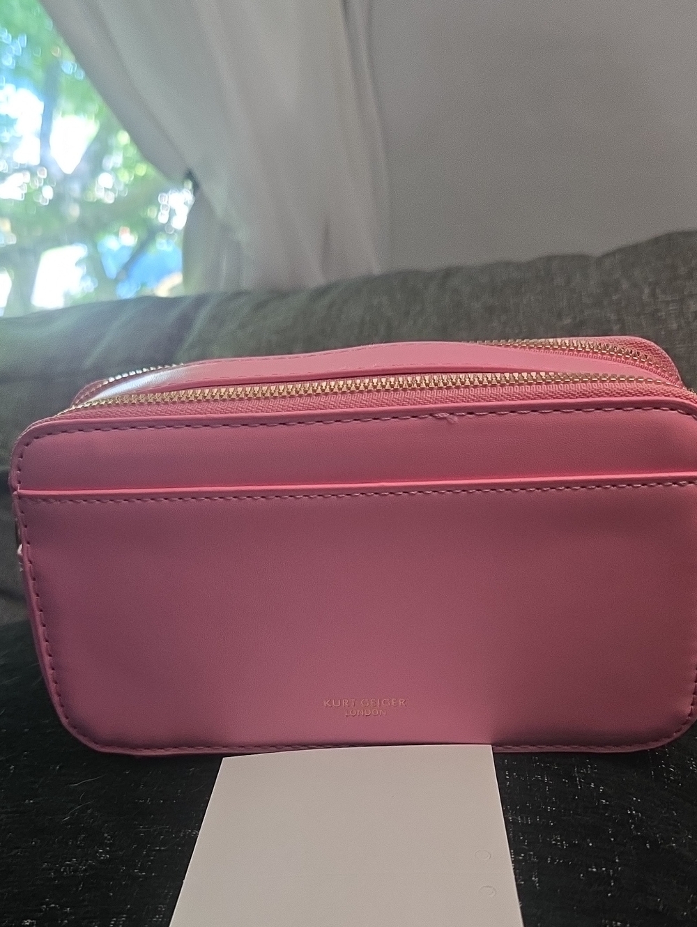 Kurt Geiger Pink Crossbody Strap Pouch with Gold Pannel - Picture 2 of 5